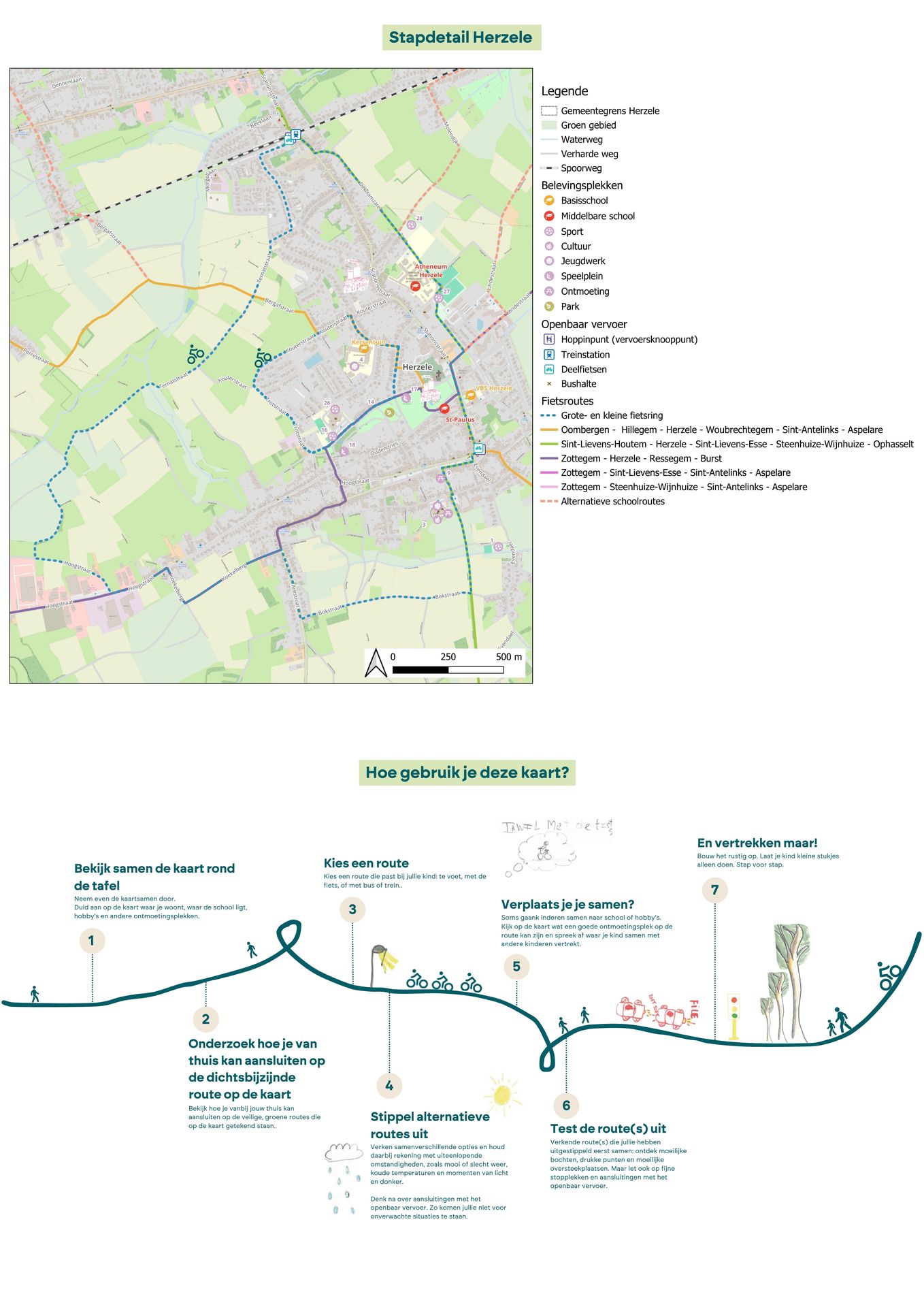 Verdere toelichting kaart fiets- en wandelroutes in Herzele